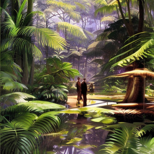 in the Jungle, cold color palette, muted colors, 8k, Highly Detailed, Matte Painting, Photo Realistic by Syd Mead