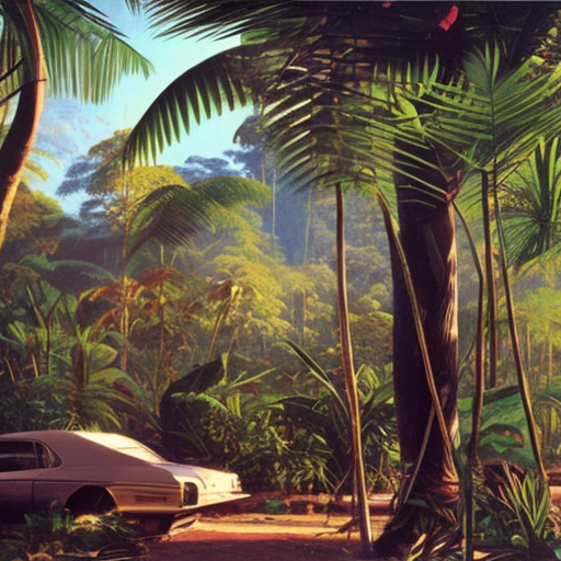 in the Jungle, cold color palette, muted colors, 8k, Highly Detailed, Matte Painting, Photo Realistic by Syd Mead