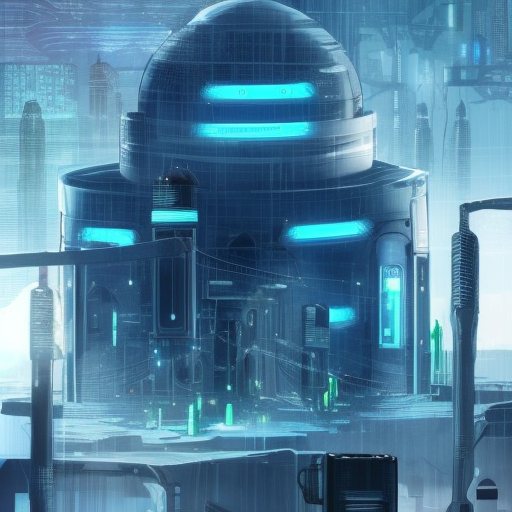 Cyberpunk mosque in a dystopian future, Dystopian, Cybernatic and Sci-Fi
