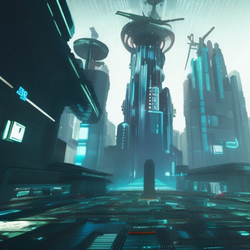 Cyberpunk Cathedral in a dystopian future, Dystopian, Cybernatic and Sci-Fi