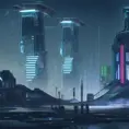 Cyberpunk castle in a dystopian future, Dystopian, Cybernatic and Sci-Fi
