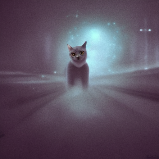 a cat on fog, Cosmic Horror, HDR Render