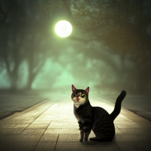a cat on fog valentine day, Cosmic Horror, HDR Render