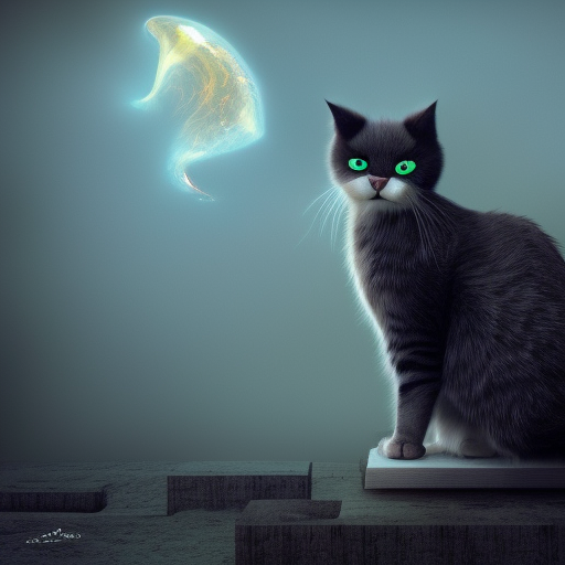 a cat on fog valentine day, Cosmic Horror, HDR Render