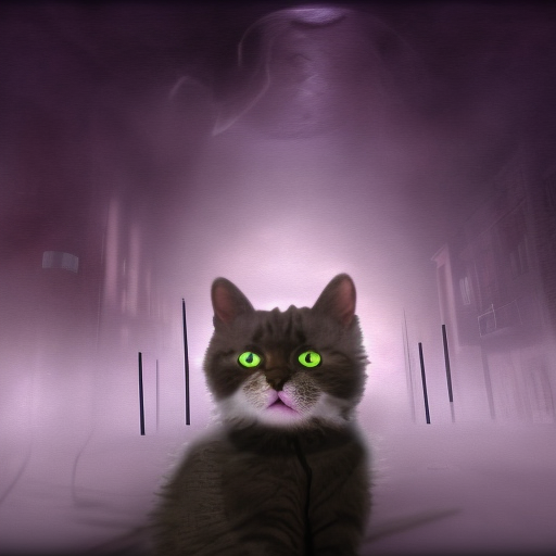 a cat on fog Valentine's day, Cosmic Horror, HDR Render