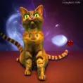 a cat on Valentine's day, Cosmic Horror, HDR Render