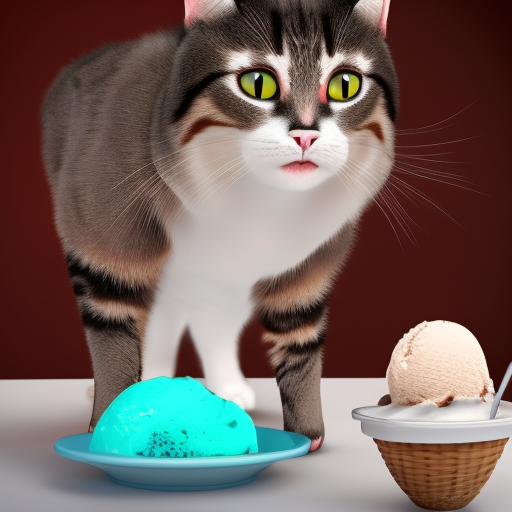 a cat on ice cream, HDR Render