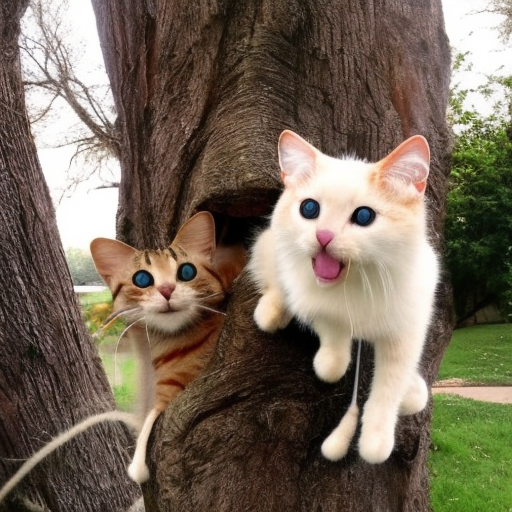 tree cats and one spider, Big Smile