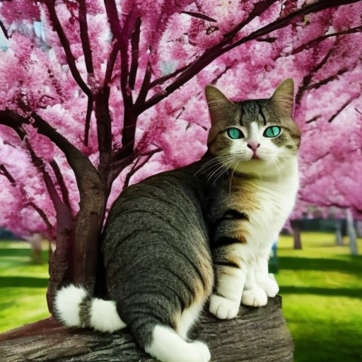 tree cats with flower, Big Smile
