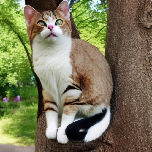 tree cats with flower, Big Smile