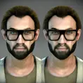 "escape from tarkov" style avatar bold with glasses, Highly Detailed, Dark