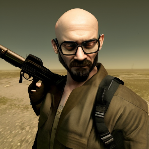 "escape from tarkov" style avatar bald with glasses, Highly Detailed, Dark