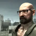 "escape from tarkov" style avatar bald with glasses without beard, Highly Detailed, Dark