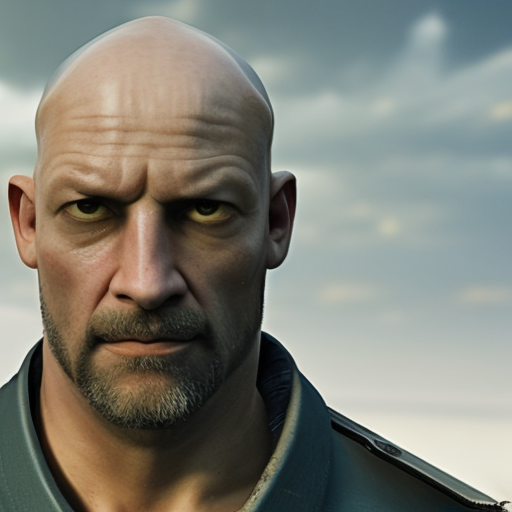 avatar of a bald man without beard with "escape from tarkov" style based on alexander zubizarreta, Altered Carbon, Realistic, Expressive, Doom