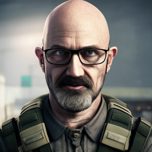 matte portrait of Prapor trader from "Escape From Tarkov", rounded head, bald, without a mustache and with glasses, High Definition, High Resolution, Highly Detailed, Intricate, Half Body, Realistic, Elegant, Apocalyptic