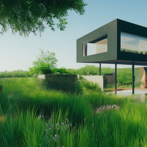 Surreal modern house, lots of greenery and flowers, plant walls, 8k, Sharp Focus, Octane Render