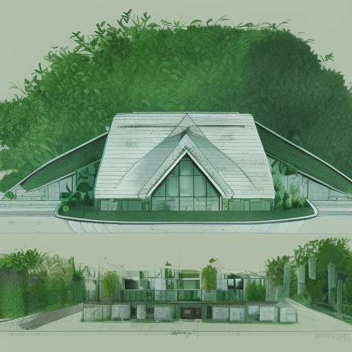 blueprint, architectural drawing of a lodge full of green plants, marker concept art style rendering, blueprint, annotations, blank background, Intricate Details, Trending on Artstation, Centered
