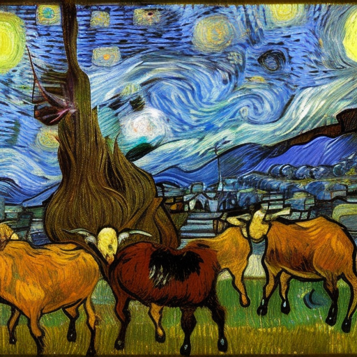goat, 8k, HDR by Vincent van Gogh