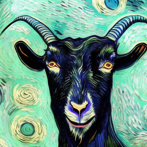 goat alien, 8k, HDR by Vincent van Gogh