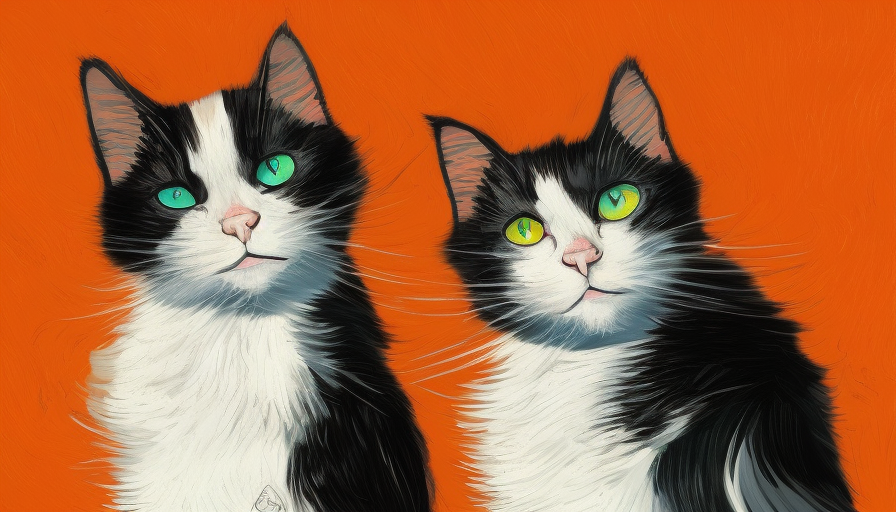 orange white and black cat, 8k, HDR by Lois van Baarle, Vincent van Gogh