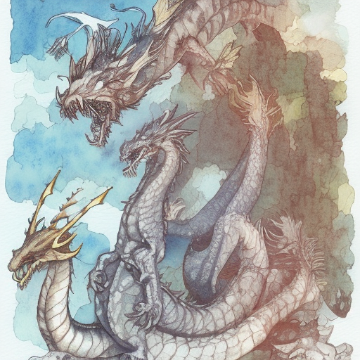 paper dragons, Watercolor by Mattias Adolfsson