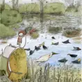water ducks, Watercolor by Mattias Adolfsson