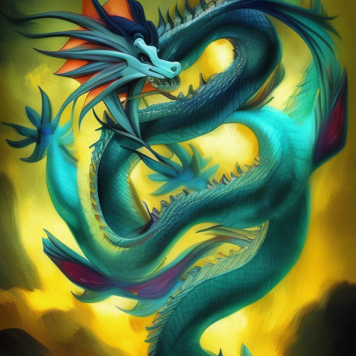 zen dragon, 8k, HDR by Lois van Baarle, Vincent van Gogh