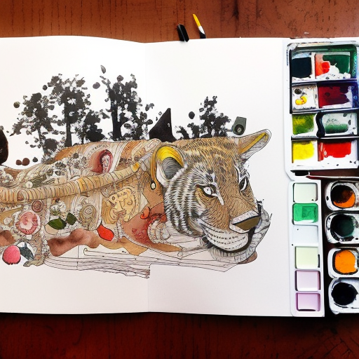 paper tiger, Watercolor by Mattias Adolfsson