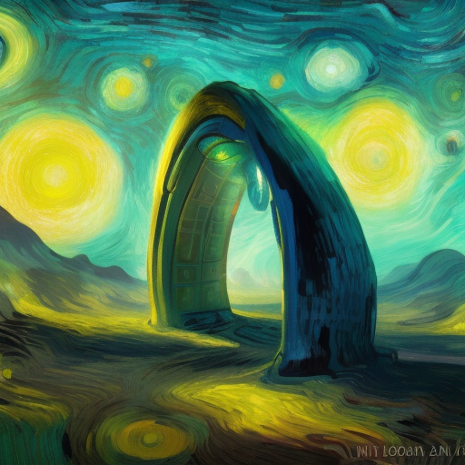alien portal, 8k, HDR by Lois van Baarle, Vincent van Gogh