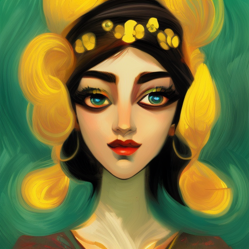 persian princess, 8k, HDR by Lois van Baarle, Vincent van Gogh