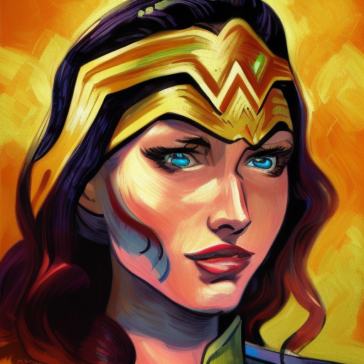 Wonder Woman, 8k, HDR by Lois van Baarle, Vincent van Gogh