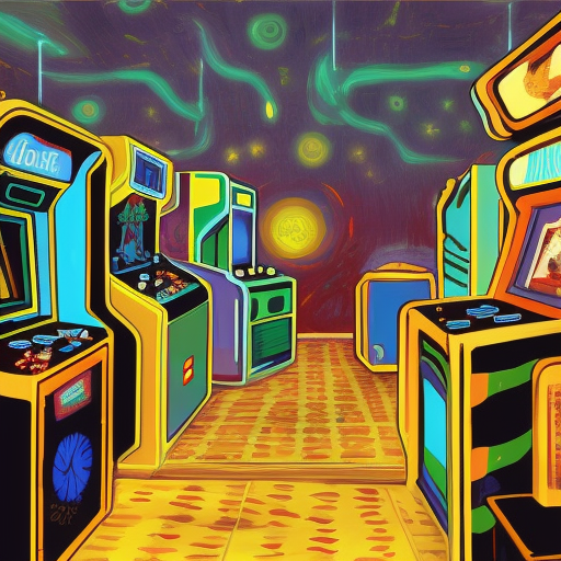 Retro Arcade, 8k, HDR by Lois van Baarle, Vincent van Gogh