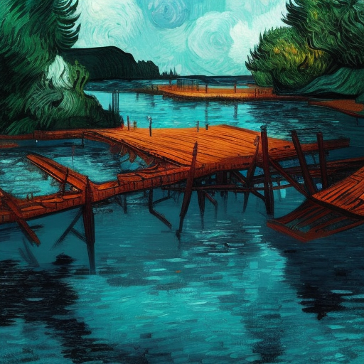 Blue Lagoon, 8k, HDR by Lois van Baarle, Vincent van Gogh