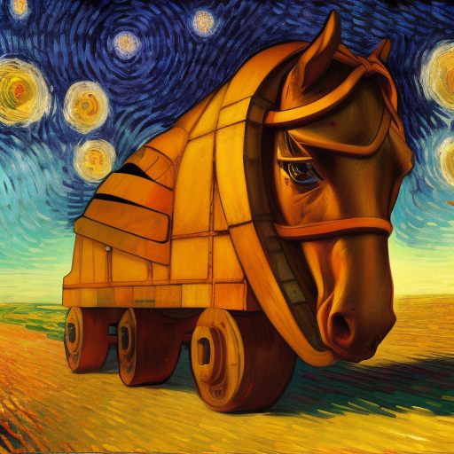 Trojan Horse, 8k, HDR by Lois van Baarle, Vincent van Gogh