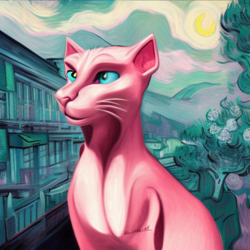Pink Panther, 8k, HDR by Lois van Baarle, Vincent van Gogh