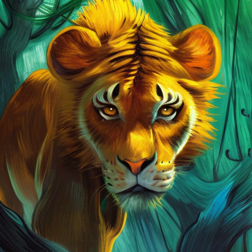 King of the Jungle, 8k, HDR by Lois van Baarle, Vincent van Gogh