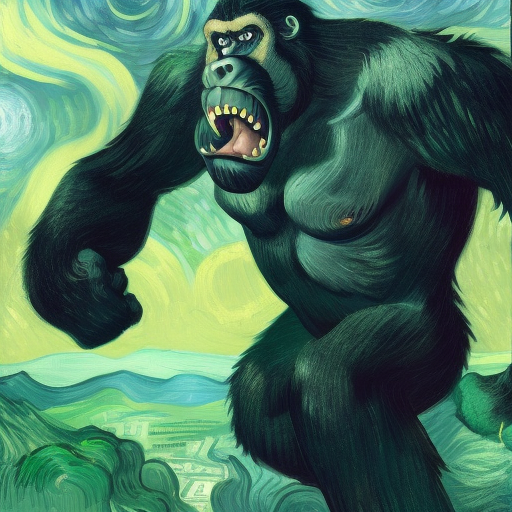 King Kong, 8k, HDR by Lois van Baarle, Vincent van Gogh