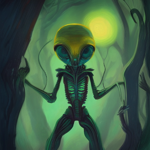 Alien Predator, 8k, HDR by Lois van Baarle, Vincent van Gogh