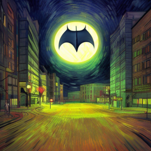 Bat Signal, 8k, HDR by Lois van Baarle, Vincent van Gogh