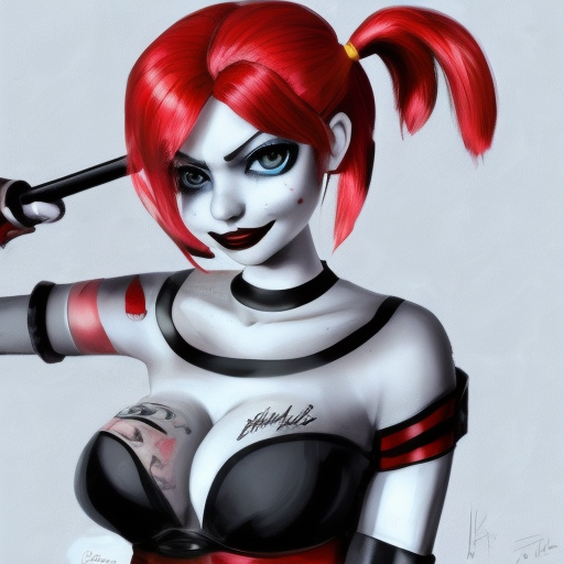 a beautiful harley quin UNDRESS concept art, pixar style, master piece, 3D, 8k, Contest Winner, High Definition, Intricate Details, Masterpiece, Ultra Detailed, Artstation, Full Body, Gothic and Fantasy, Trending on Artstation, Ukiyo-e, Animecore, Gorgeous, Big Smile, Perfect Face, Pretty Face, Red Hair, Soft Details, Digital Illustration, Matte Painting, Symmetrical