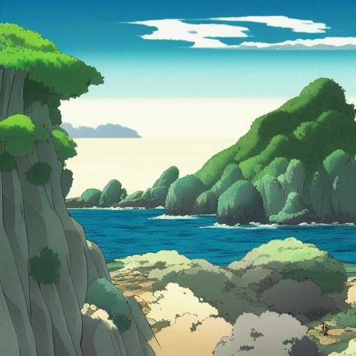 Matte portrait of land and sea, Highly Detailed by Studio Ghibli