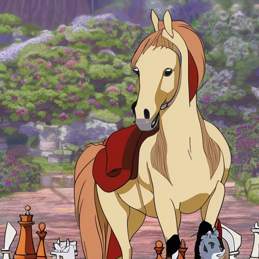 Chess horse, 8k, HDR, Intricate by Studio Ghibli