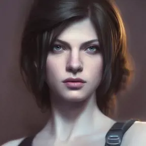 Alluring matte portrait of a beautiful Alice from Resident Evil in the style of Stefan Kostic, 8k, Highly Detailed, Intricate, Half Body, Realistic, Sharp Focus, Volumetric Lighting, Fantasy, Elegant by Stanley Artgerm Lau, Greg Rutkowski