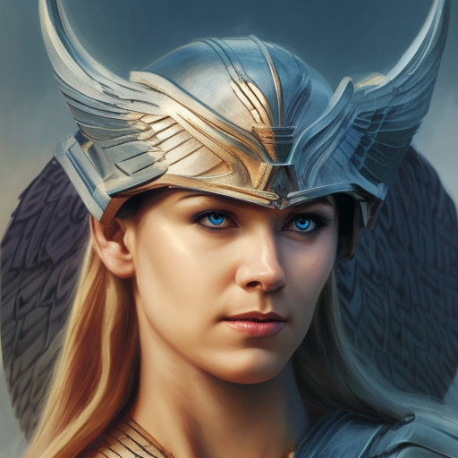 Alluring matte portrait of a beautiful Valkyrie from Thor in the style of Stefan Kostic, 8k, Highly Detailed, Intricate, Half Body, Realistic, Sharp Focus, Volumetric Lighting, Fantasy, Elegant by Stanley Artgerm Lau, Greg Rutkowski
