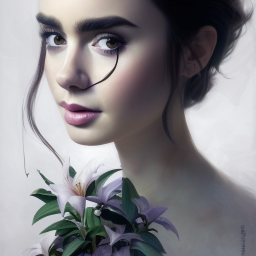 Alluring matte portrait of a beautiful Lily Collins in the style of Stefan Kostic, 8k, Highly Detailed, Intricate, Half Body, Realistic, Sharp Focus, Volumetric Lighting, Fantasy, Elegant by Stanley Artgerm Lau, Greg Rutkowski
