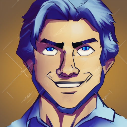 teacher, male, looking thoughtful, blue eyes, 16-Bit, NES Style, Big Smile, Blonde Hair, Strong Jaw, Symmetrical Face