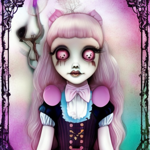 Melanie martinez, alice in wonderland, forest, fog, a white rabbit with a clock, Horror, Bloodborne, Terror