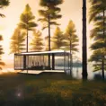 Beautiful futuristic architectural glass house in the forest on a large lake, 8k, Award-Winning, Highly Detailed, Beautiful, Epic, Octane Render, Unreal Engine, Radiant, Volumetric Lighting by Stefan Kostic