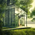 Beautiful futuristic architectural glass house in the forest on a large lake, 8k, Award-Winning, Highly Detailed, Beautiful, Epic, Octane Render, Unreal Engine, Radiant, Volumetric Lighting by Francesco Borromini