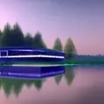 Beautiful futuristic architectural glass house in the forest on a large lake, 8k, Award-Winning, Highly Detailed, Beautiful, Epic, Octane Render, Unreal Engine, Radiant, Volumetric Lighting by Tom Fruin